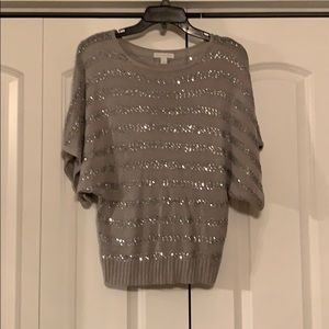 NYC silver and gray blouse with sequence detail.